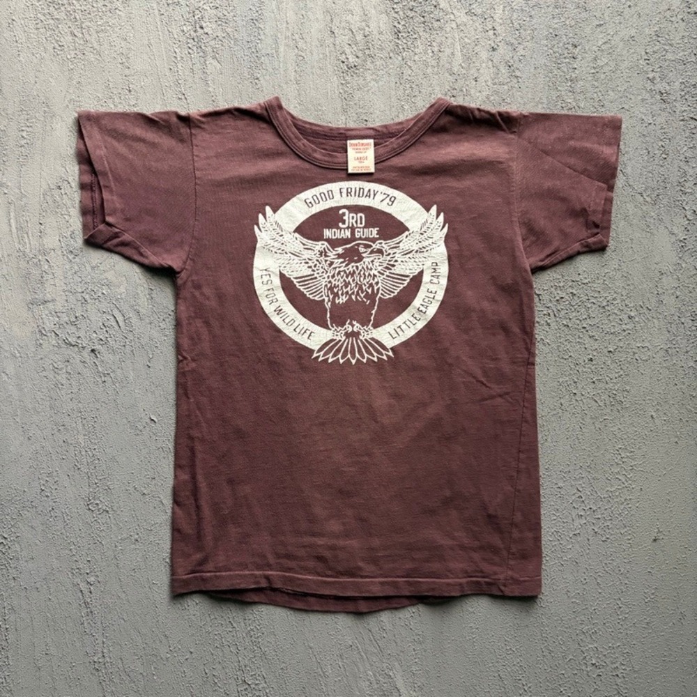 Denim Dungaree T Shirt Large 150CM Maroon Good Friday Eagle Baby Tee Japan